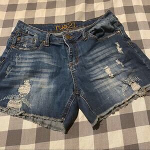 Rue21 Distressed Raw Hem Ripped Jean Shorts Juniors Size 7 / Women's Size 8